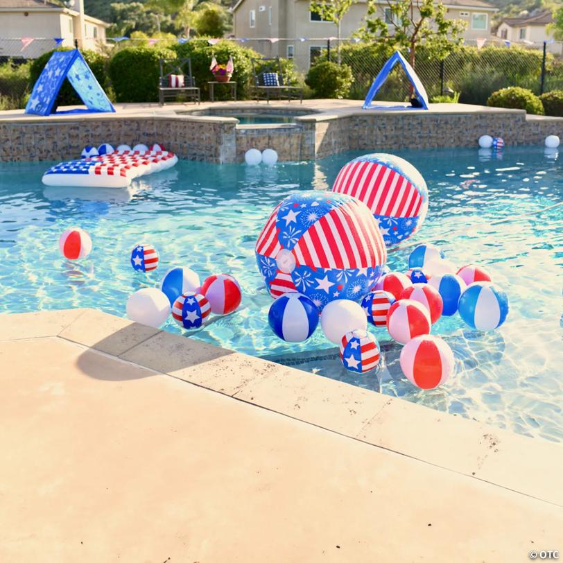 Inflatable 11" Red & White Medium Beach Balls - 12 Pc.