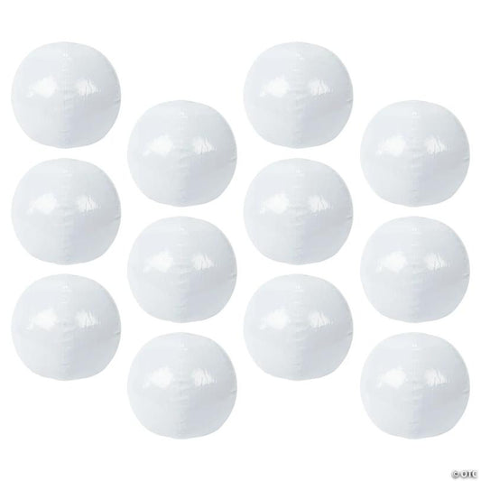 Inflatable 11" White Medium Beach Balls - 12 Pc.
