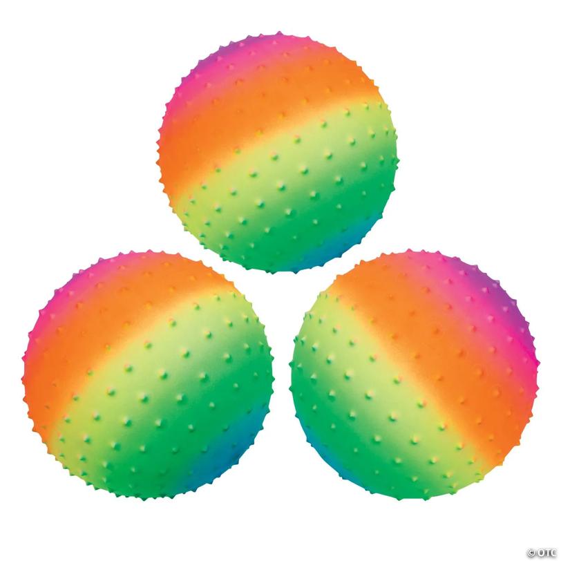 Inflatable 8" Rainbow Spike Balls - 12 Pc.
