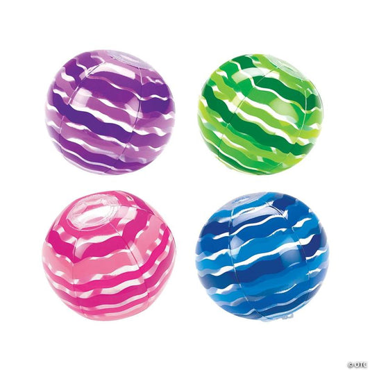 Inflatable 9" Striped Medium Beach Balls - 12 Pc.