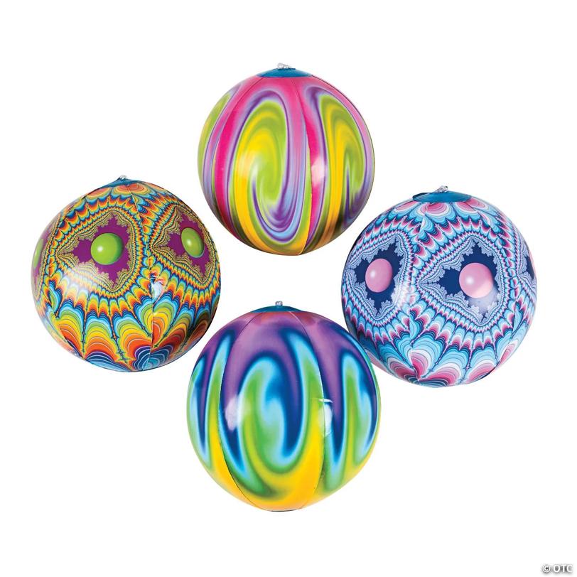 Inflatable 9" Tie-Dye Medium Beach Balls - 12 Pc.