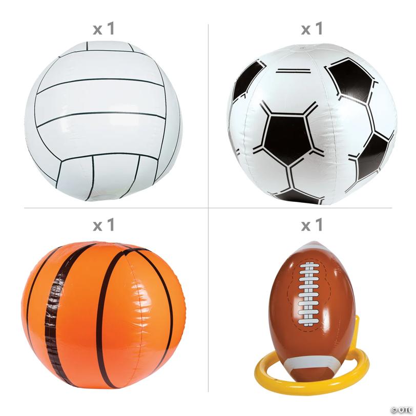 Inflatable Jumbo Sports Ball Assortment Kit - 4 Pc.