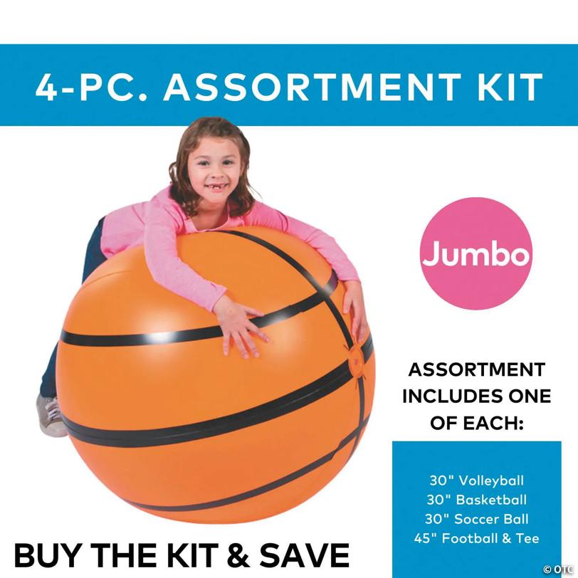 Inflatable Jumbo Sports Ball Assortment Kit - 4 Pc.
