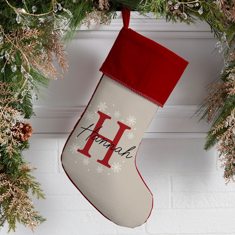 Initially Christmas Personalized Burgundy Christmas Stockings