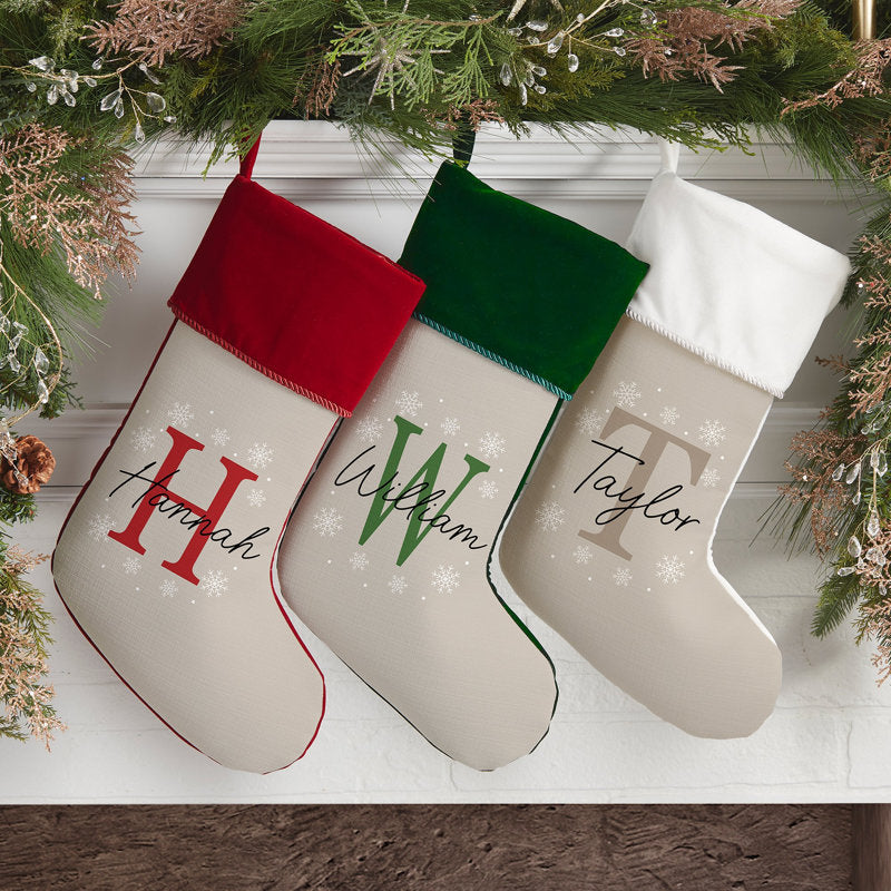 Initially Christmas Personalized Green Christmas Stockings