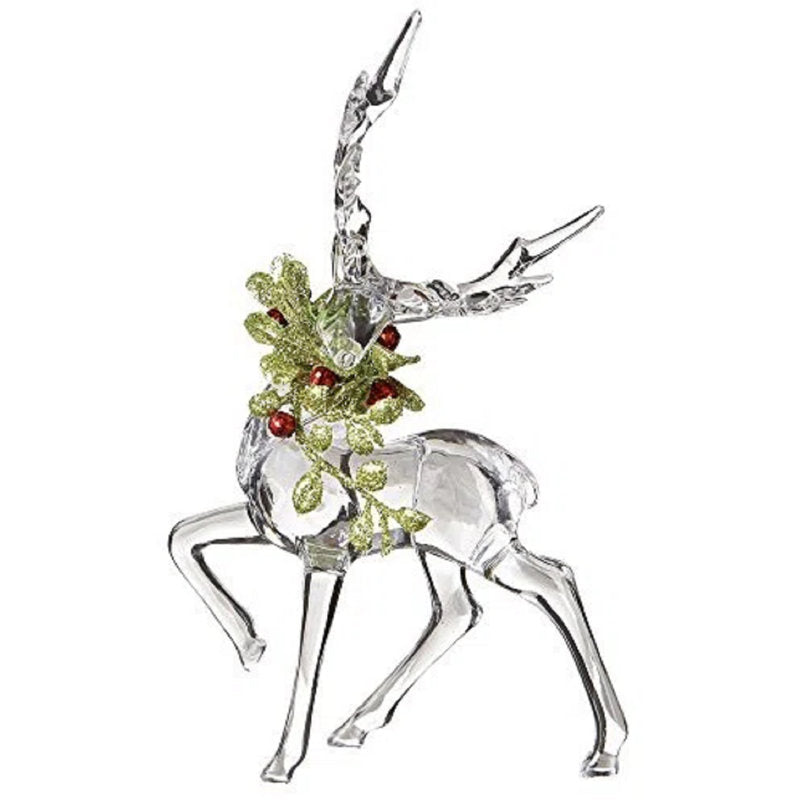 Ithica Christmas Acrylic Mistletoe Reindeer Figurine