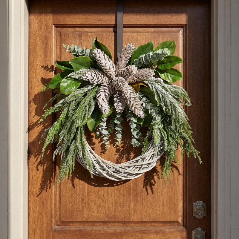 31" Artificial Christmas Wreath displayed on a front door