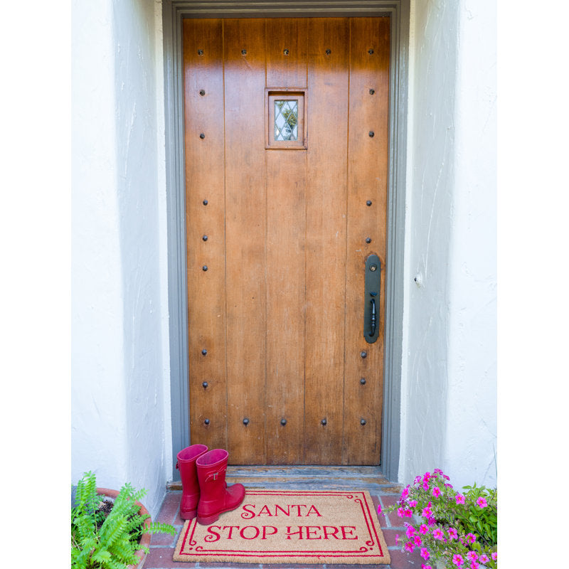 Jefri 17" x 30" Coir Mat - Santa Stop Here