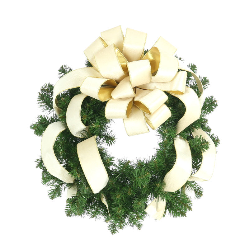 Christmas Wreath hung on a wooden door