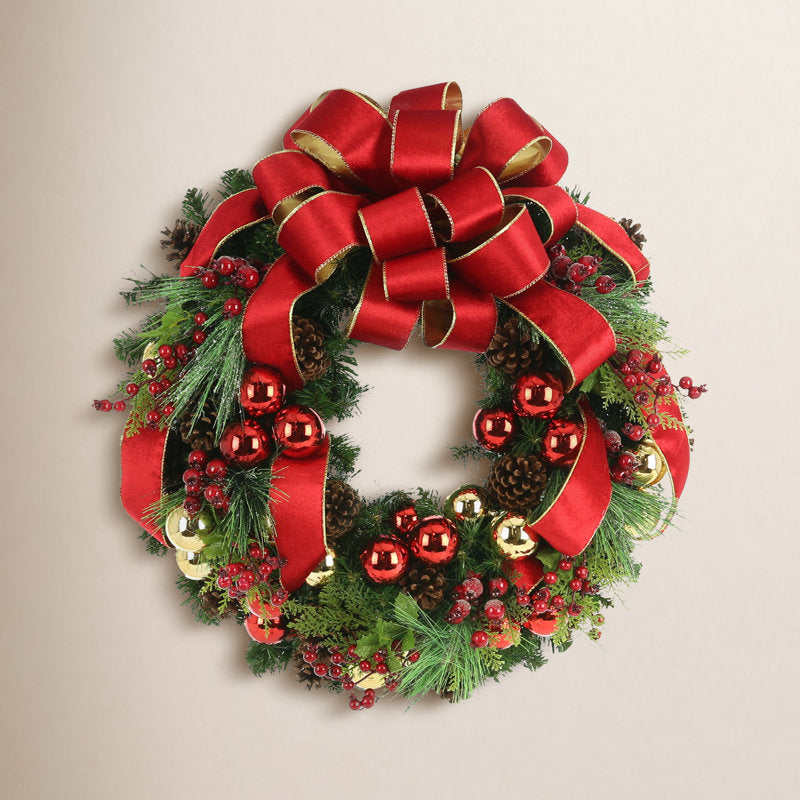 22" Berry Christmas Wreath as a festive door display