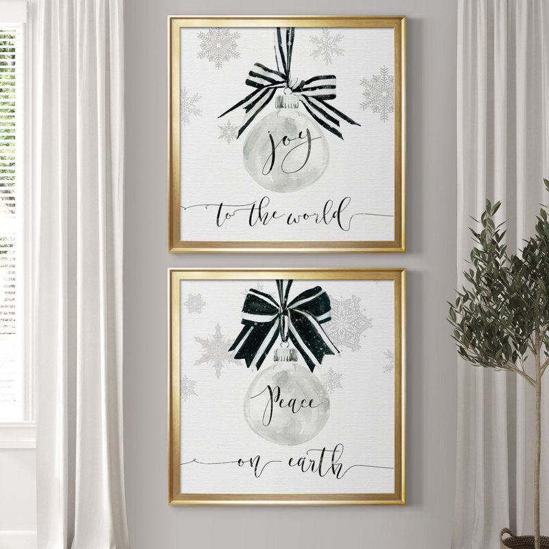 Joy Ornament - Matted and Framed Under Acrylic Glass, Set of 2, Large Living Room Wall Art