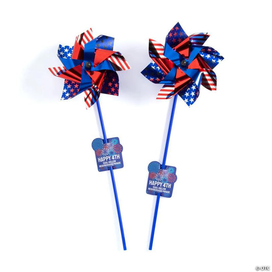 Jumbo Patriotic Pinwheels with Personalized Tags - 24 Pc.