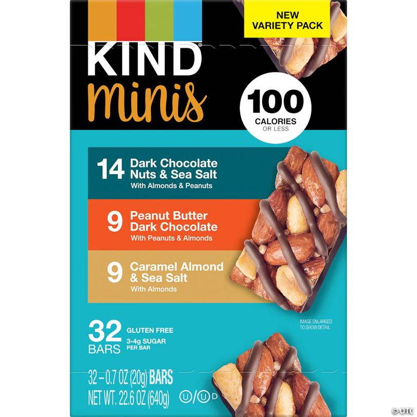 KIND Minis Dark Chocolate Nuts & Sea Salt, Peanut Butter Dark Chocolate and Caramel Almond & Sea Salt Variety, 0.7 oz, 32 Count