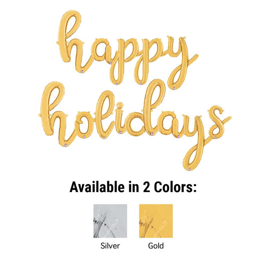 HAPPY HOLIDAYS - BETALLIC SCRIPT LETTERS KIT (AIR-FILL ONLY) | USA Decoration®