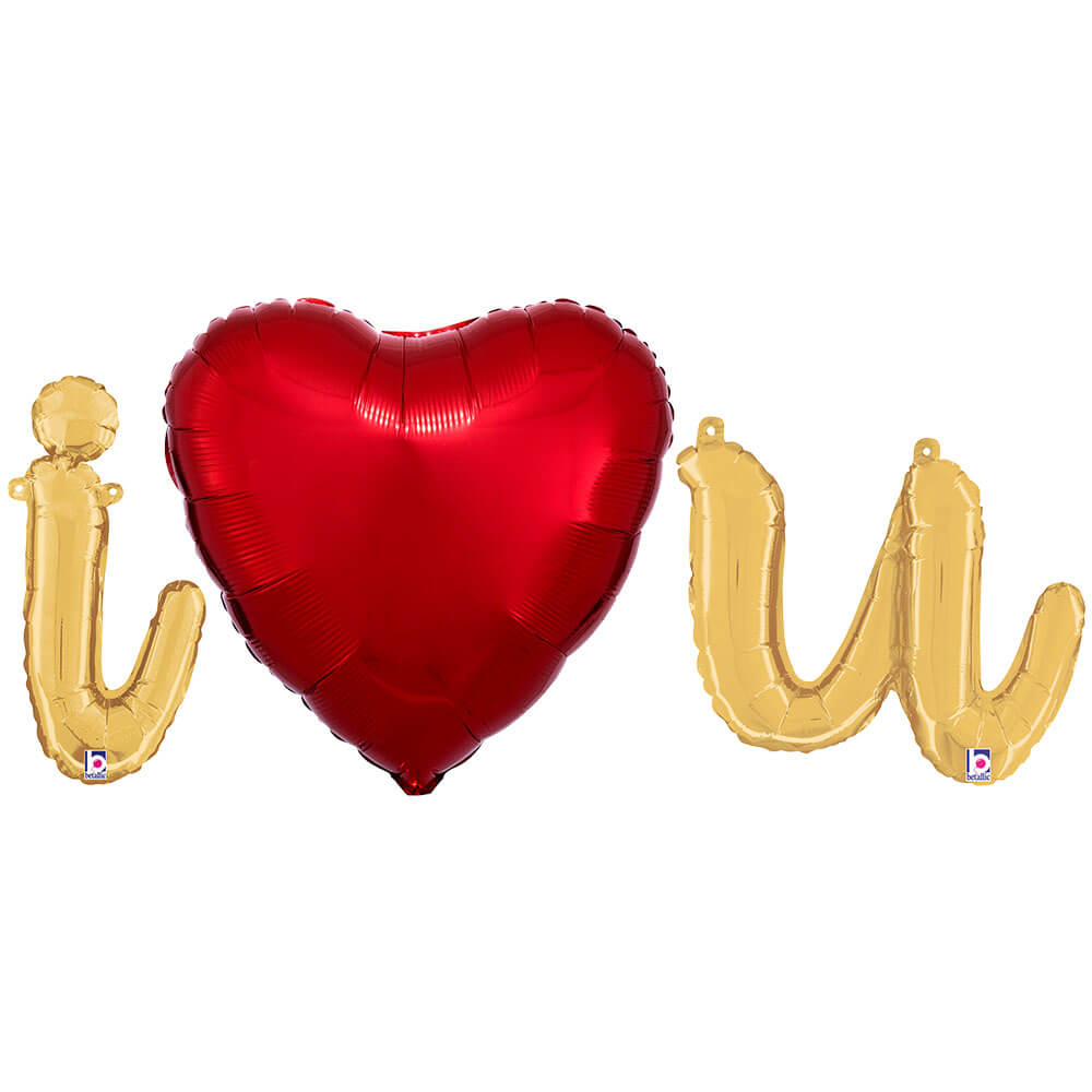 I (HEART) U - BETALLIC SCRIPT LETTERS KIT (AIR-FILL ONLY) | USA Decoration®
