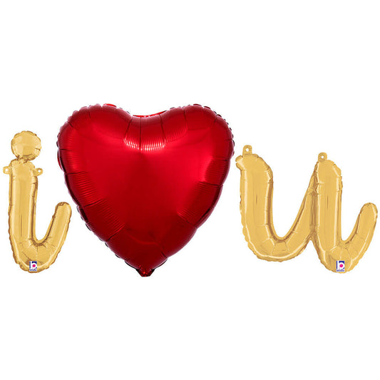 I (HEART) U - BETALLIC SCRIPT LETTERS KIT (AIR-FILL ONLY) | USA Decoration®