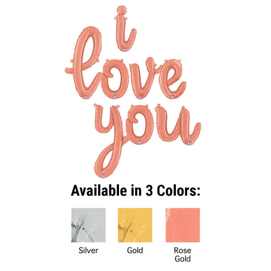 I LOVE YOU - BETALLIC SCRIPT LETTERS KIT (AIR-FILL ONLY) | USA Decoration®