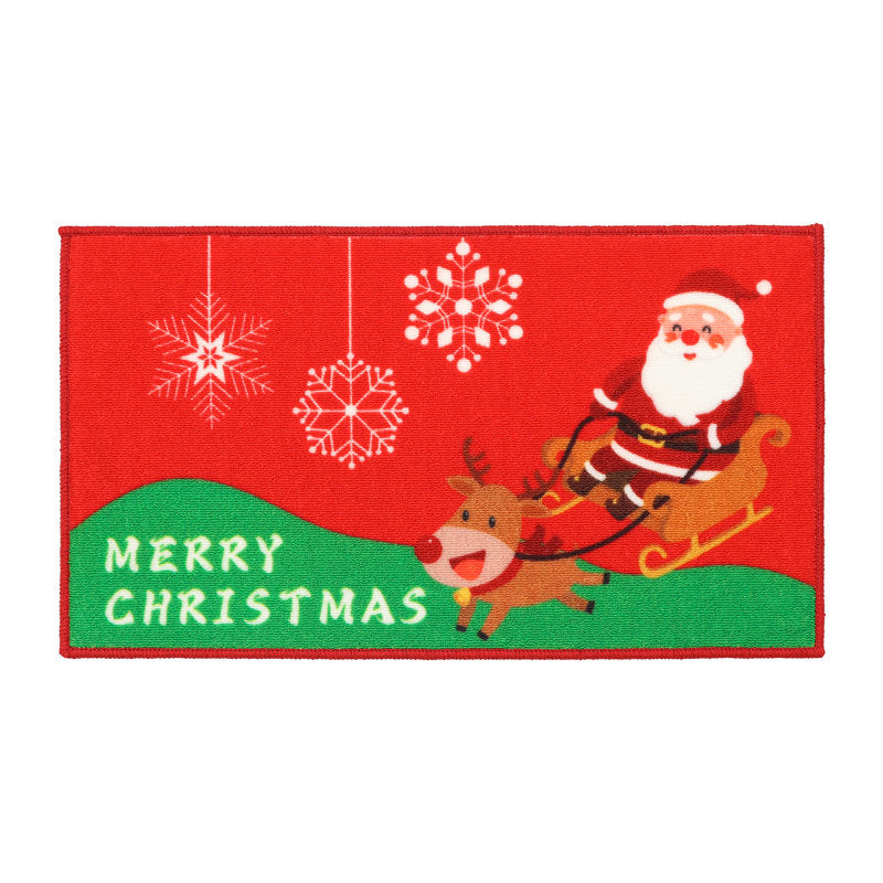 Kashif Christmas Door Mat 17"x30", Non-Slip Dirt Trapper Santa Claus Welcome Christmas Mat Washable and Low Profile Winter Doormat Snowflake Door Mat Rugs for Front Back Door
