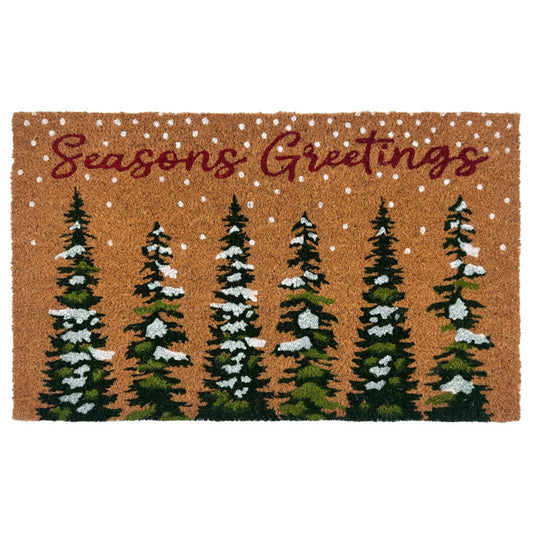 Kate Aurora Christmas Evergreens Seasons Greetings Bristled Outdoor Welcome Mat - 18"X30"
