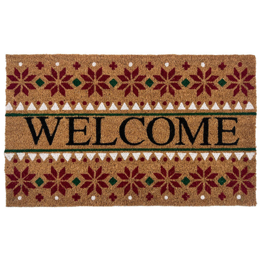 Kate Aurora Festive Christmas Snowflakes Bristled Outdoor Welcome Mat - 18"X30"