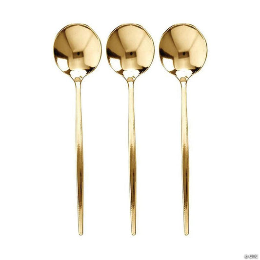 Kaya Collection Shiny Gold Moderno Disposable Plastic Dinner Spoons (300 Spoons) | USA Decoration®