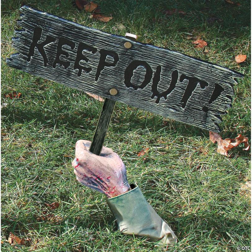Keep Out Zombie Groundbreaker Sign Decoration