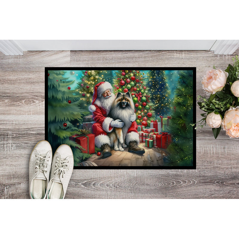 Keeshond and Santa Claus Doormat