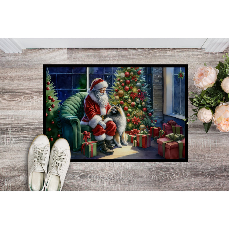 Keeshond and Santa Claus Doormat