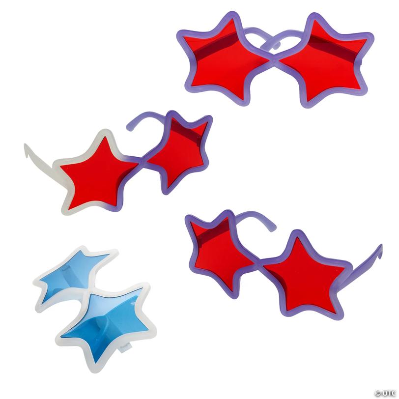 Kids Patriotic Sunlight Color-Changing Star-Shaped Sunglasses - 12 Pc.