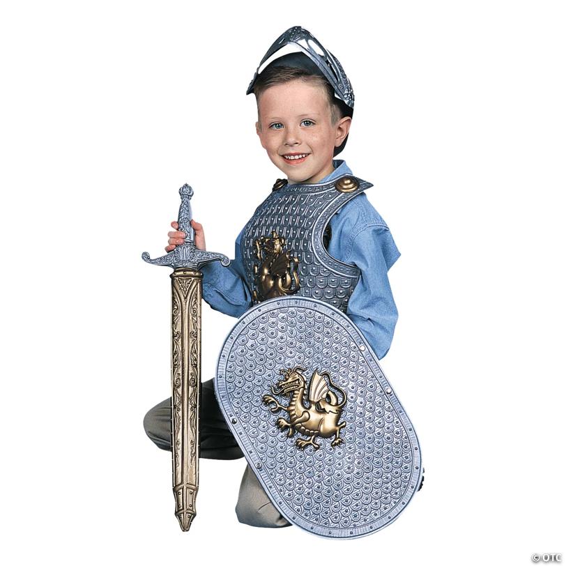 Kids Plastic Armor, Shield, Helmet & Sword Knight Set - 5 Pc.