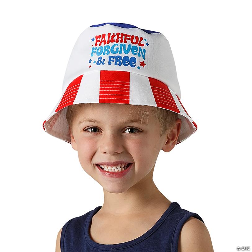 Kids Religious Groovy Patriotic Bucket Hats - 12 Pc.