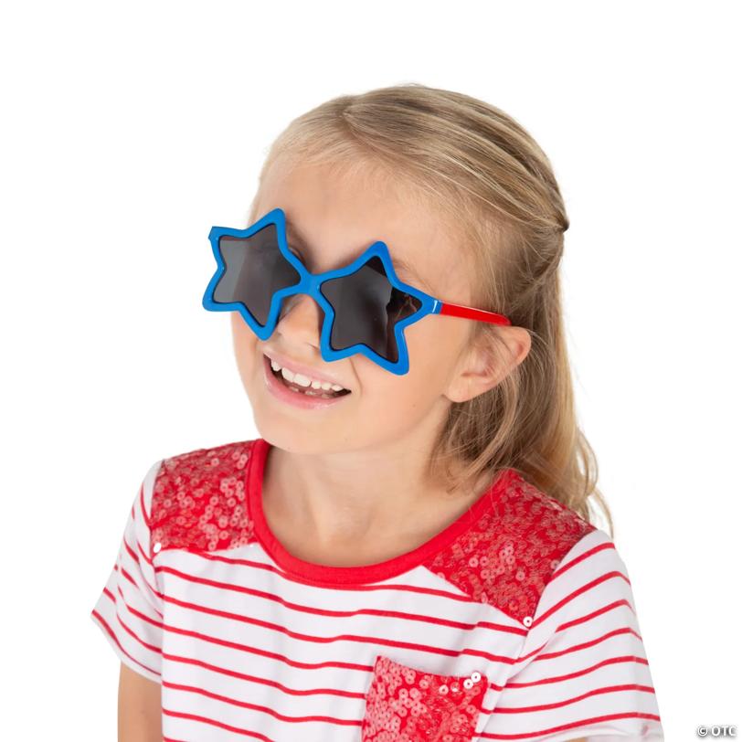 Kids Star-Shaped Patriotic Sunglasses - 12 Pc.