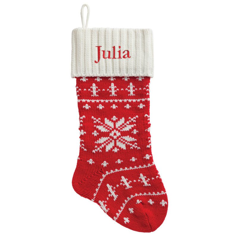 Knit Snowflake with Custom Name Stocking