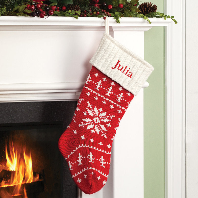 Knit Snowflake with Custom Name Stocking