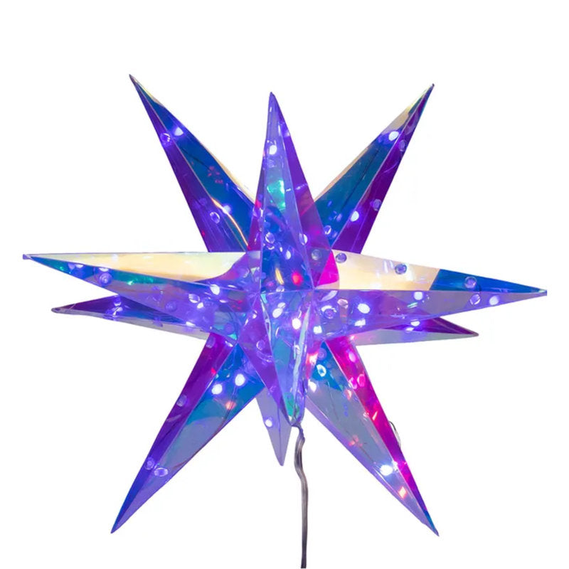 Kurt Adler Lighted Magical Iridescence Holographic Foldable Starburst with Remote, 14.5"