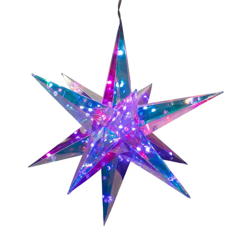 Kurt Adler Lighted Magical Iridescence Holographic Foldable Starburst with Remote, 14.5"
