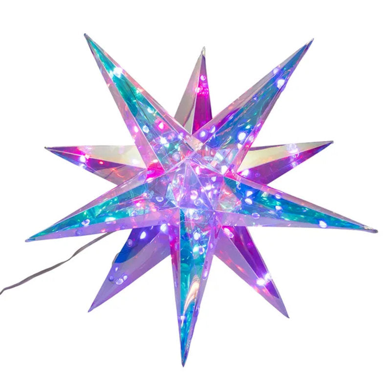 Kurt Adler Lighted Magical Iridescence Holographic Foldable Starburst with Remote, 14.5"