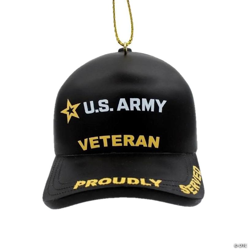 Kurt Adler Resin Ornament for Christmas Tree, U.S. Army Veteran Cap