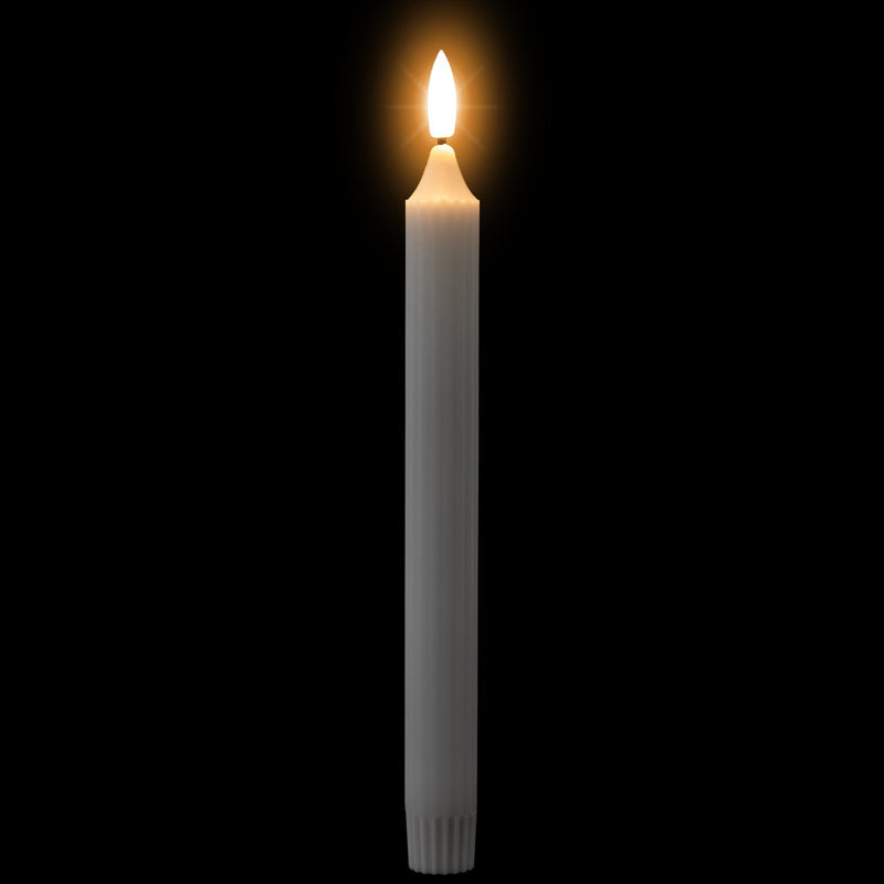 LED Flickering Flameless Taper Church-Top Christmas Candles - 9.75" - White - Set Of 2