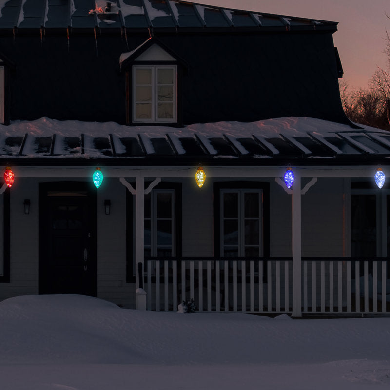 LED Jumbo C9 Style Commercial Christmas Light Set - 12' - Multi-Color - Black Wire - 5Ct