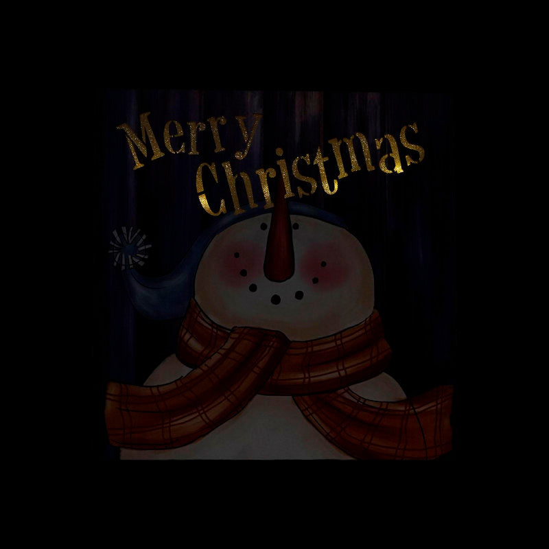 LED Lighted "Merry Christmas" Snowman Christmas Canvas Wall Art 11.75" x 11.75"
