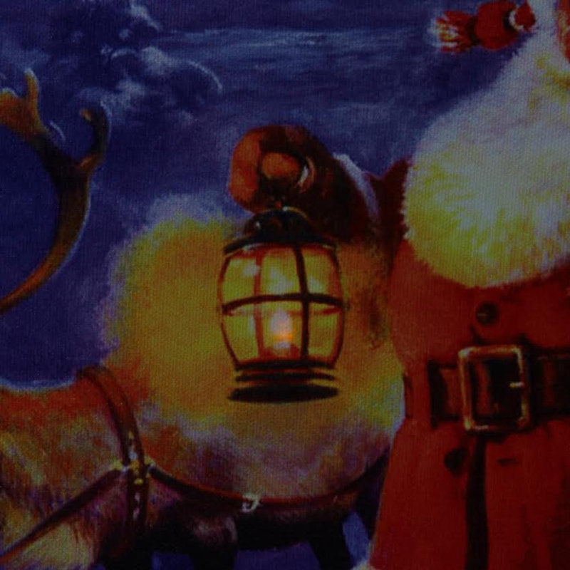 LED Lighted Santa Claus with Reindeer Christmas Canvas Wall Art 11.75" x 15.75"