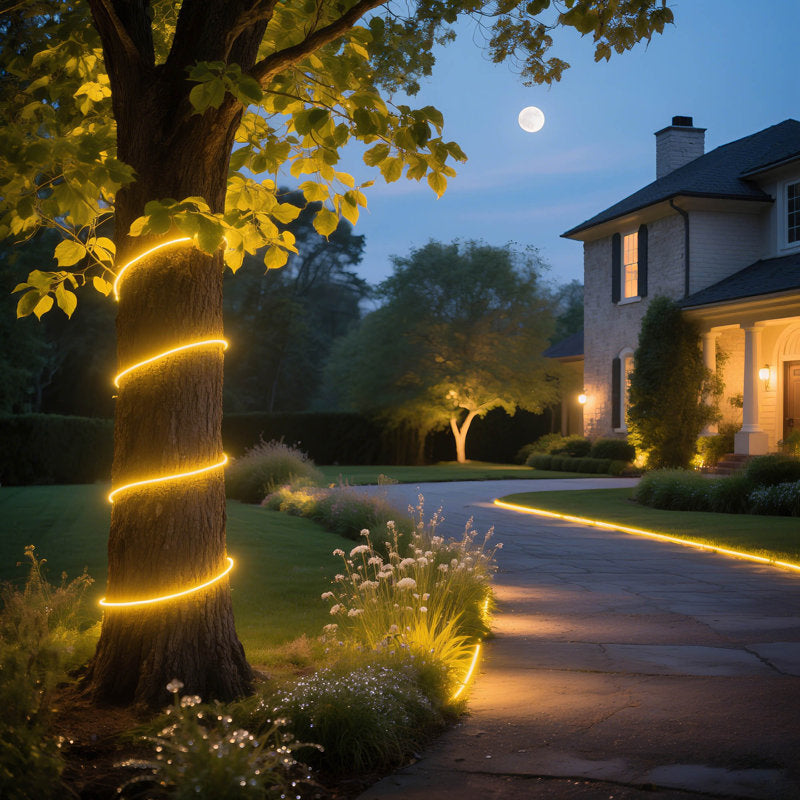 Lamuel DELight 50FT LED Strip Neon Rope Lights with Remote Control Waterproof Cuttable DIY Commercial Sign for Outdoor Warm White DEL-D50W