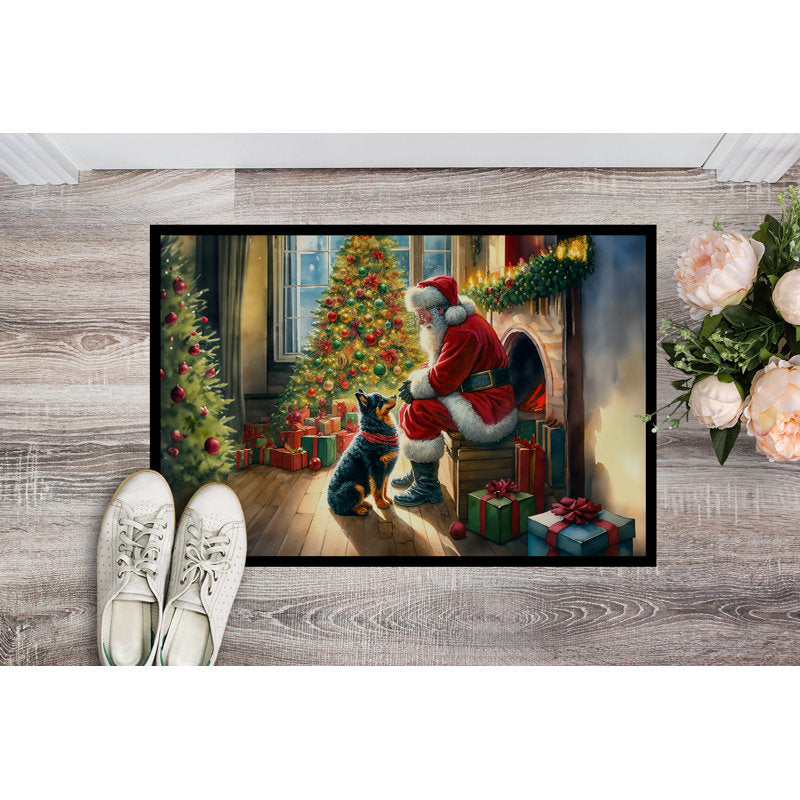 Lancashire Heeler and Santa Claus Doormat