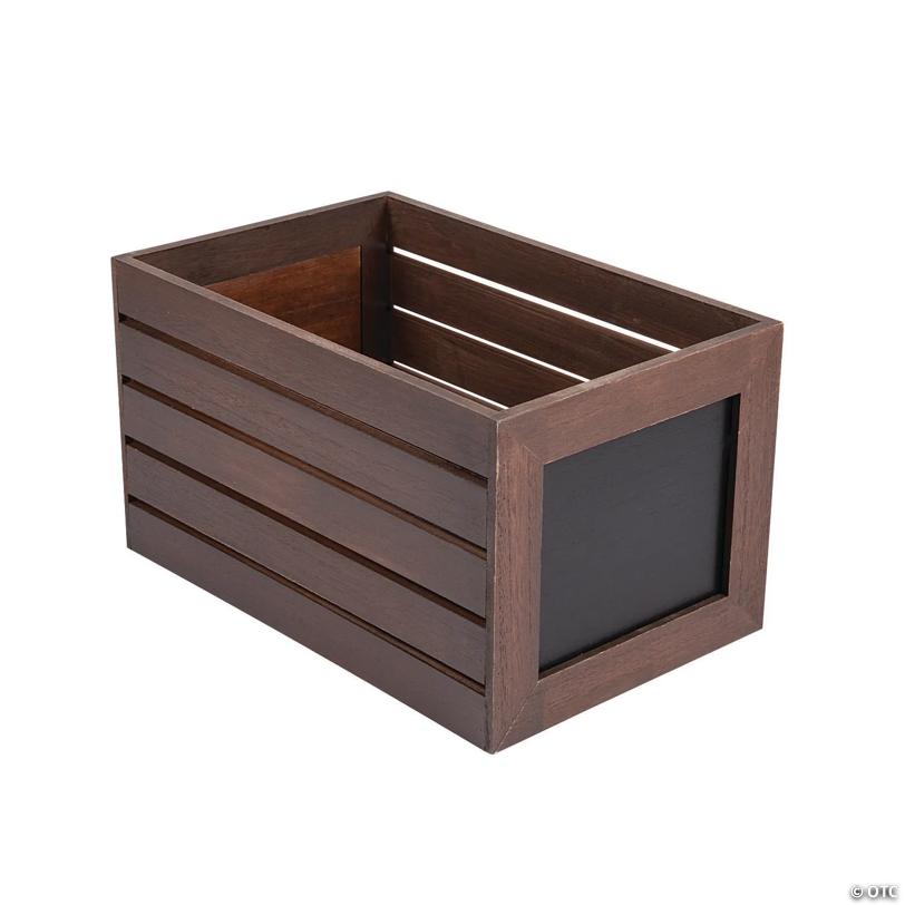 Large Stained Wood Crate with Chalkboard Label