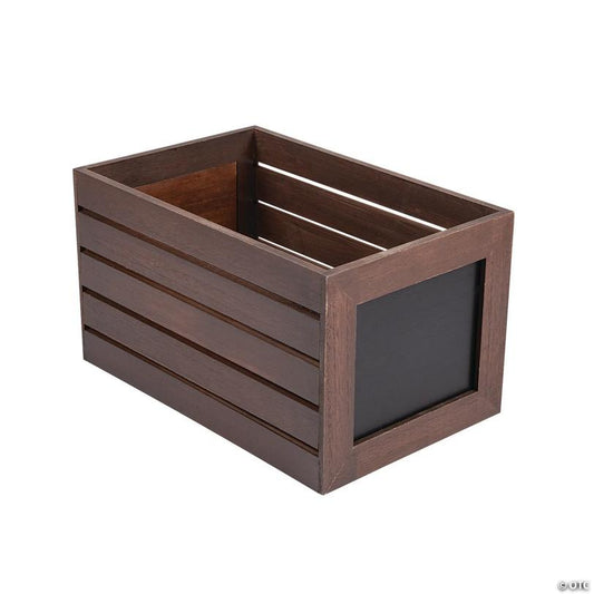 Large Stained Wood Crate with Chalkboard Label