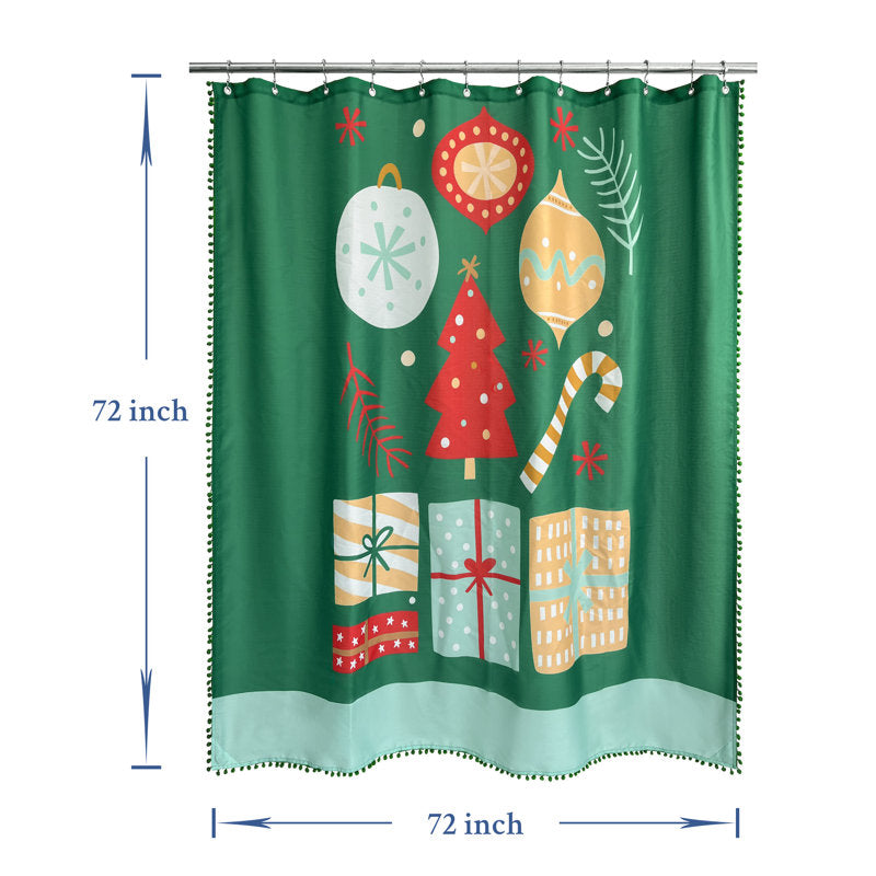 Letrina Christmas Gift List Print Tassels Water Repellent Shower Curtain