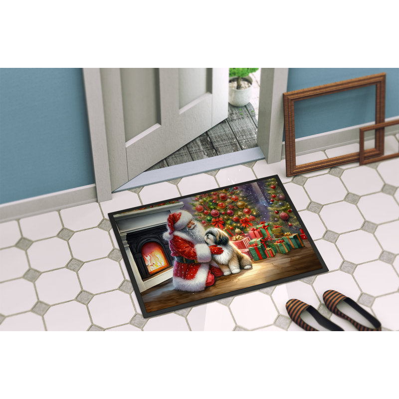 Lhasa Apso and Santa Claus Doormat