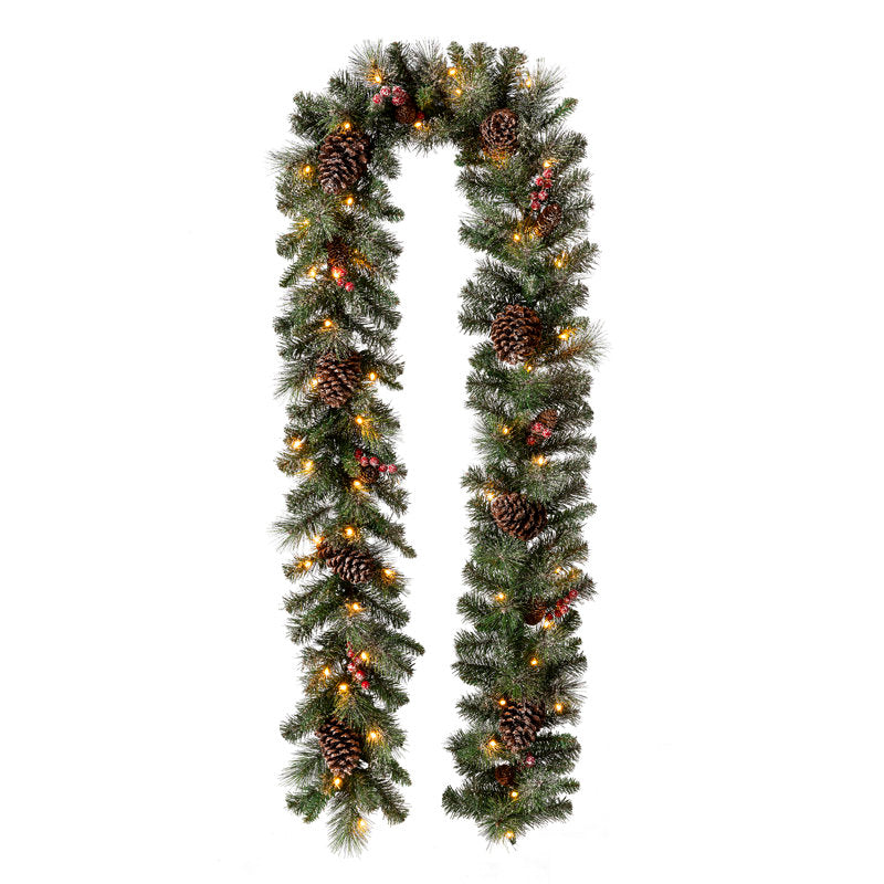 6 ft Real Touch Artificial Norfolk Pine Christmas Garland framing a front door