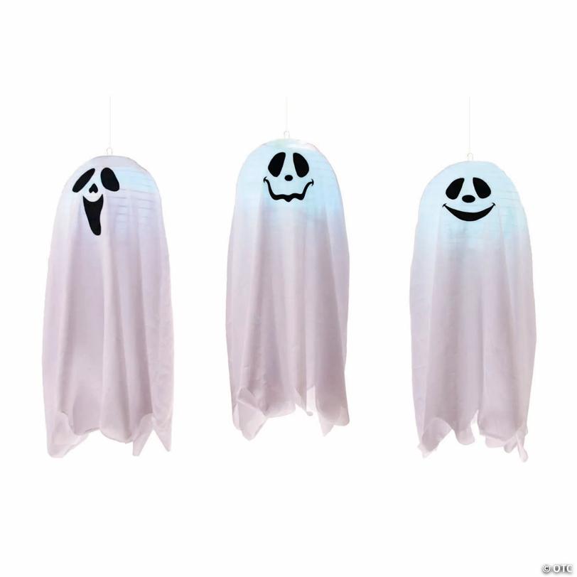 Light-Up Color Change Happy Ghosts Hanging Decoration